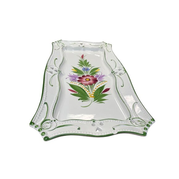 RCCL Portugal Hand-Painted Floral Heart Trinket Dish 15.5"x8" SKU 9323 - Picture 6 of 12